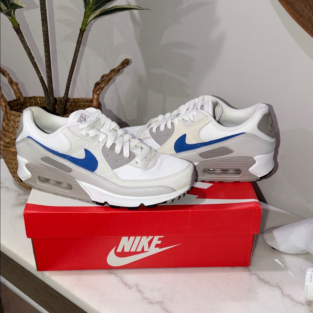 Nike Air Max White and Gray with Blue Swoosh